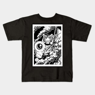 The Tiger's Gift - White Outlined Version Kids T-Shirt